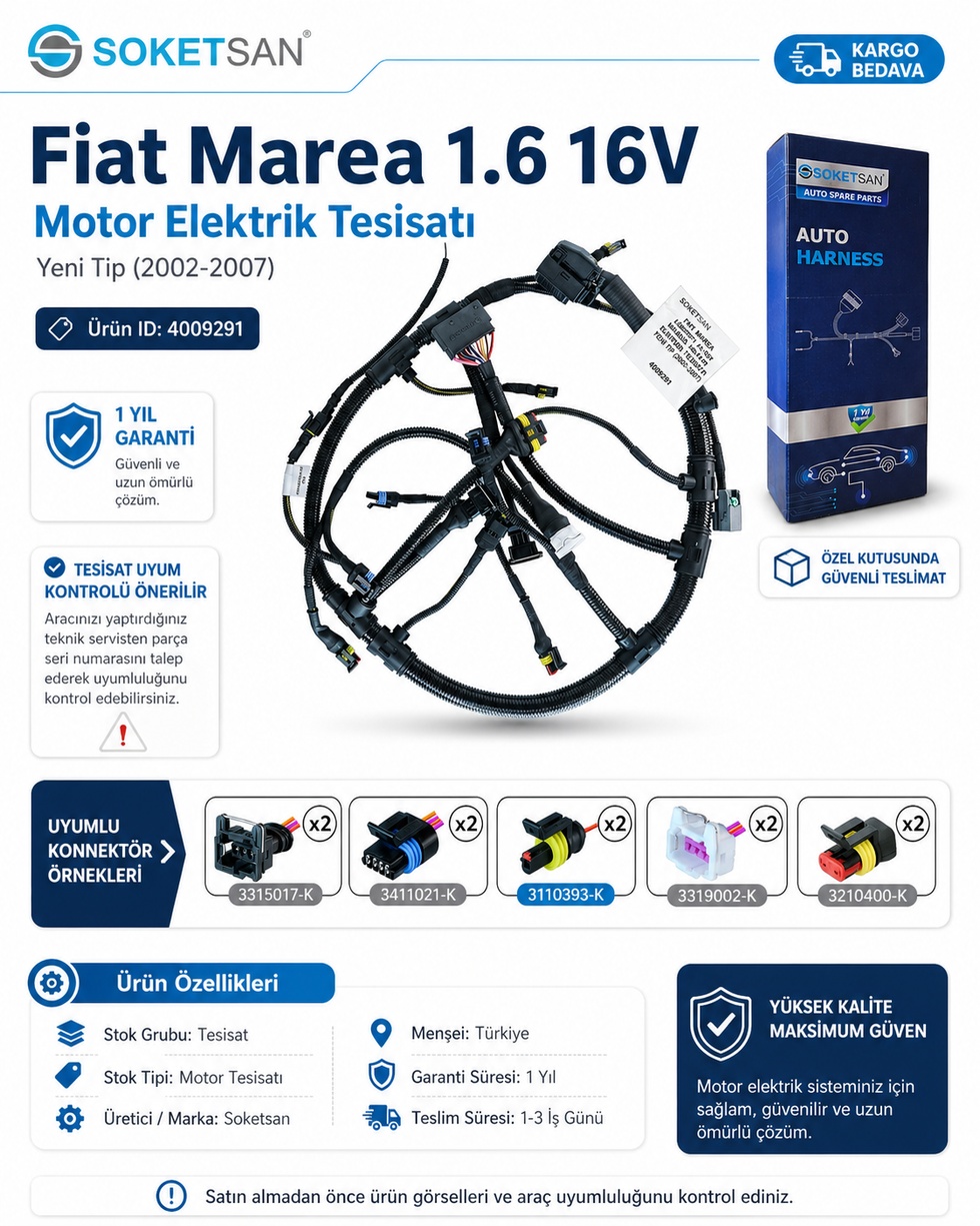 Fiat Marea 1.6 16V Motor Elektrik Tesisatı Yeni Tip (2002-2007)
